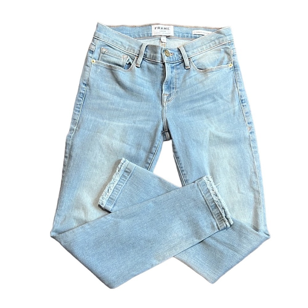 FRAME Denim Le Skinny de Jeanne crop light denim wash jeans. Size 25